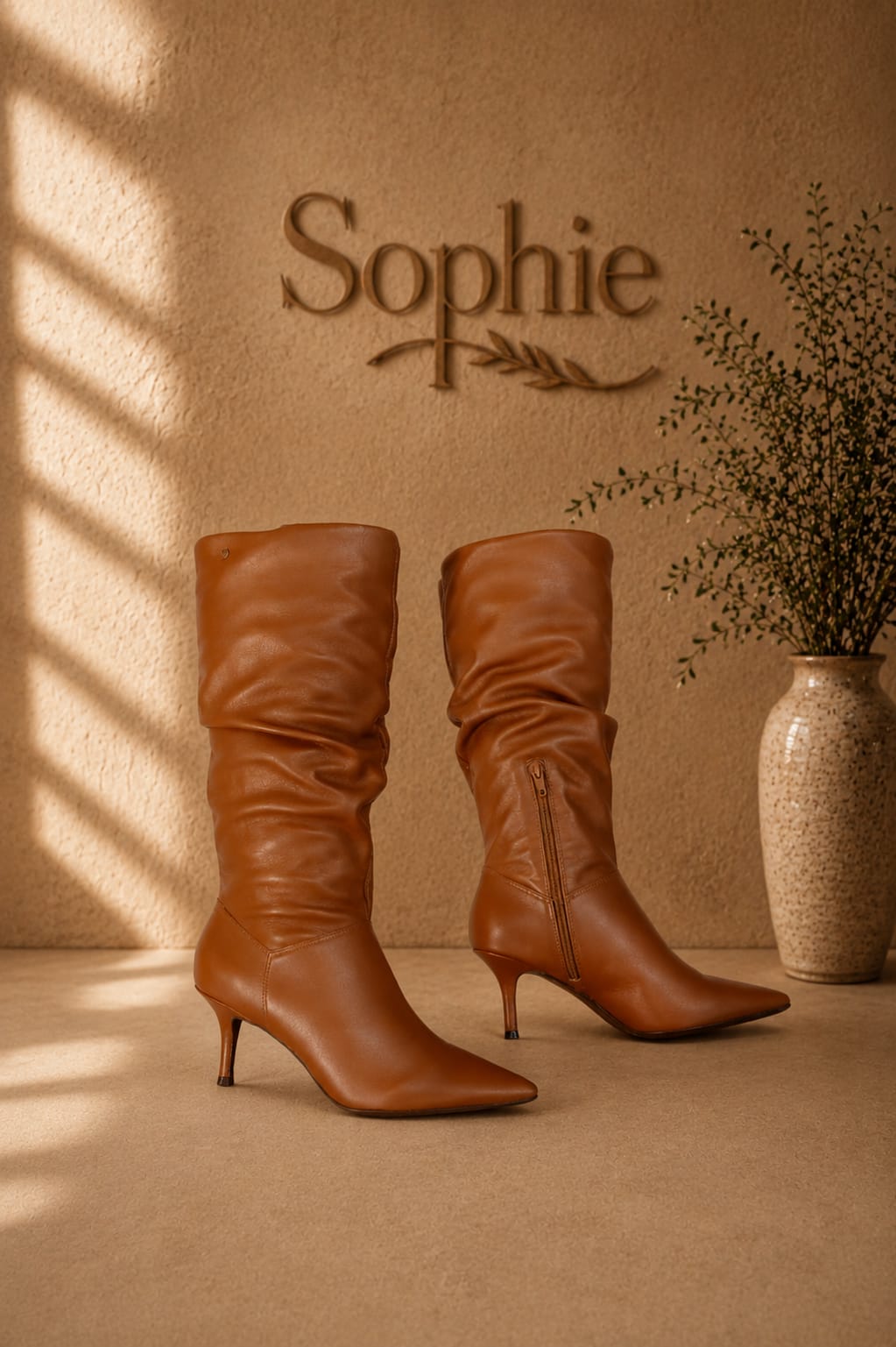 Bota Feminina Sophie Caramelo Slouchy com Salto Fino - miniatura 4